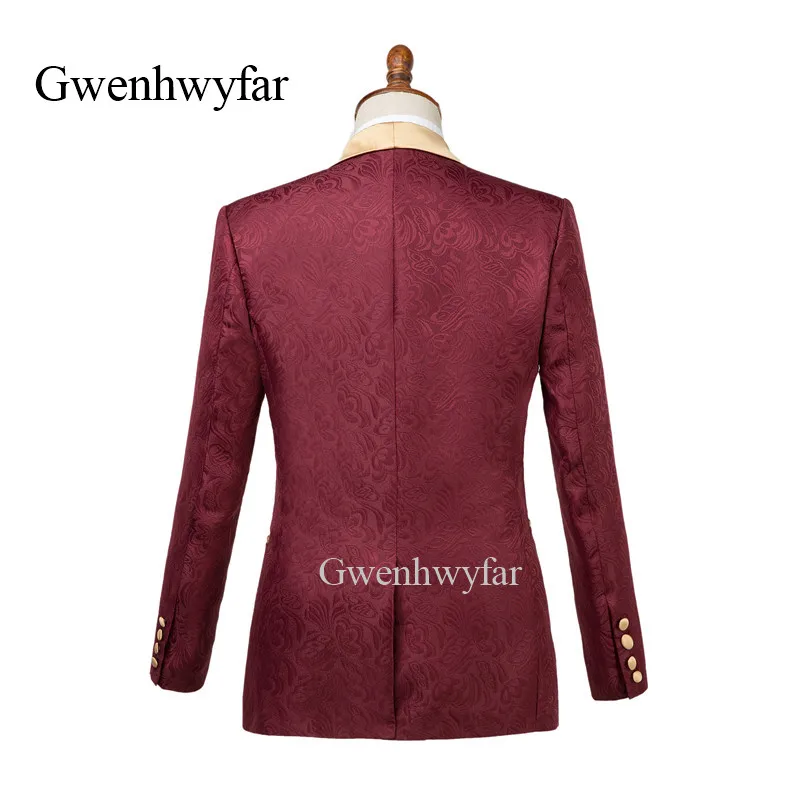 Gwenhwyfar Mens Wedding Suits Italian Design Made Champagne Smoking Tuxedo Jacket 2 Piece Groom Terno Suits FOR MEN mens suit