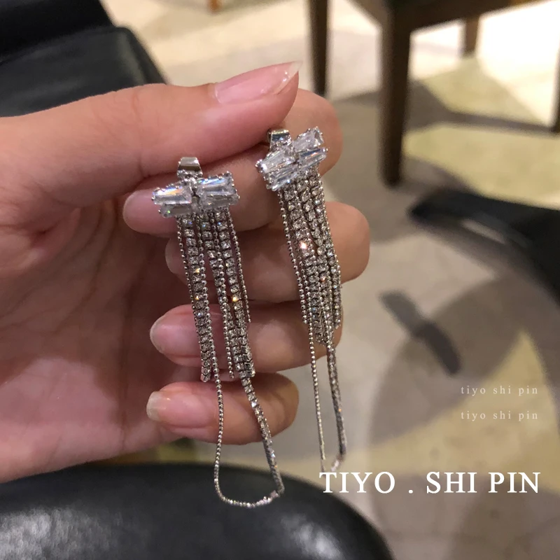 

S925 needle Fashion Dangle Earrings Popular Style High Quality Glass Beads Chain Tassel Earrings For Women Girl Party Gifts