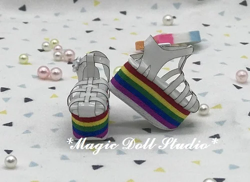 [MG702] Neoblythe кукла обувь# Радуга Джерри сандалии подходят для Blyth Azone OB24 кукла Outfis в розницу - Цвет: Белый