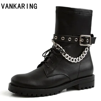 

punk genuine leather boots women shoes motorcycle ankle boots for women platform autumn winter boots ladies casual riding boots