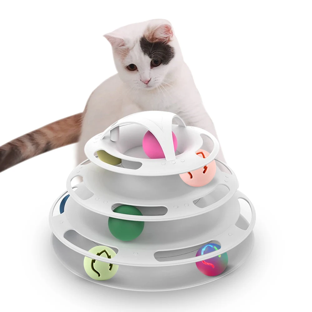 1 шт. игровой диск Trilaminar поворотный стол игрушки товары для домашних животных забавные игрушки для животных Кот Сумасшедший диск с шариком Интерактивная развлекательная тарелка - Цвет: 2