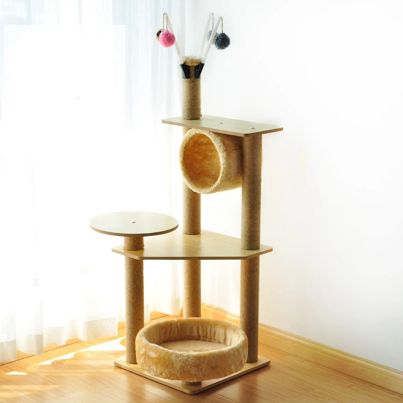 

Cat Climbing Frame Sisal Solid Wood Cat Litter Tree Short Cat Scratching Board Cat Toy Cat Jumping Cat Cat Scratching Column