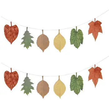 

2PCS 6.56ft Party Banner Decorative Maple Leaves Hanging Banner Garland Bunting for Thanksgiving Day