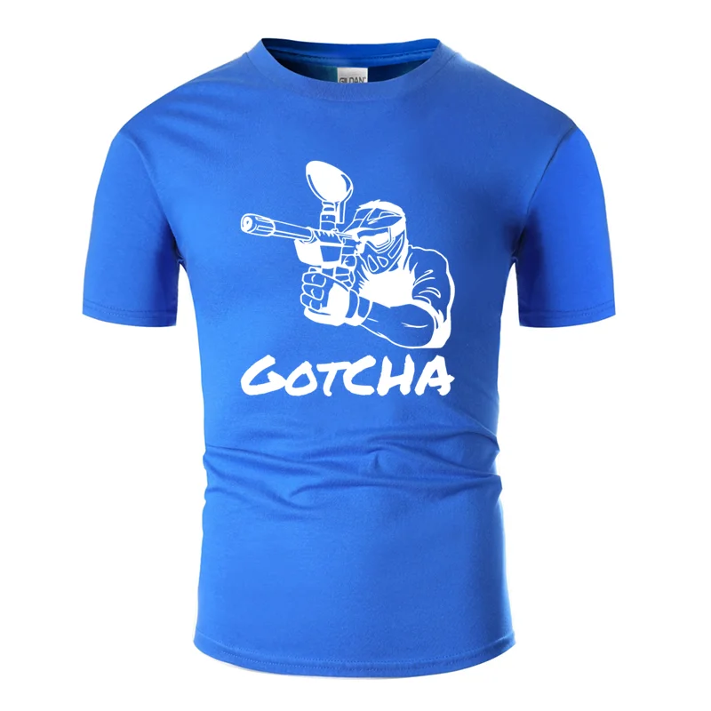 Men-Blue Футболка с графическим принтом «Humor gotcha catched paintball gift», одежда, европейский размер, S-5xl, Kawaii, Мужская футболка, хлопковые Юмористические футболки, топы - Цвет: Men-Blue