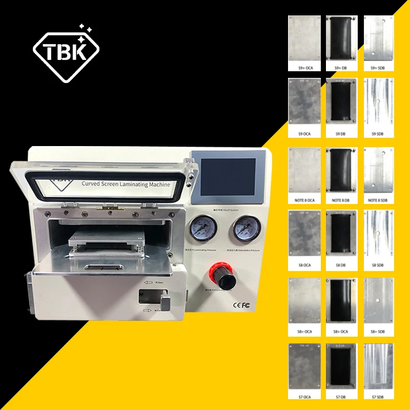 

2019 New TBK-508A Curved Screen Laminating and Debubble Machine LCD Edge Laminating Machines For samcung iPhone iPad with moulds