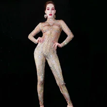 Dj, сексуальный, стразы, принт, стрейч, длинный комбинезон, одежда для сцены, для взрослых, одежда для выступлений, для женщин, певица, Рейв, одежда, наряд, DT1717