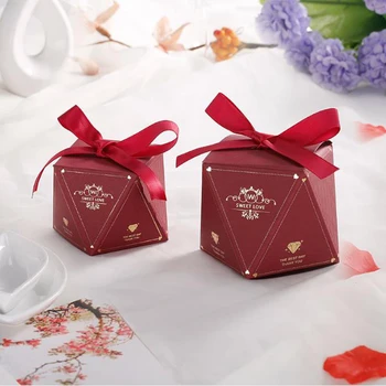 

50Pcs Diamond Candy Box Bronzing Candy Box Small Cardboard Box Wedding Card Box Decoration Gift Box Packaging Event Party