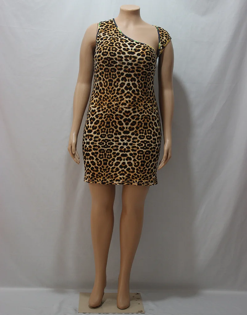 Женское вечернее Клубное платье с леопардовым принтом, облегающее платье до середины икры без рукавов, сексуальное платье с лямкой на шее, большой размер, женское платье XXL XXXXL