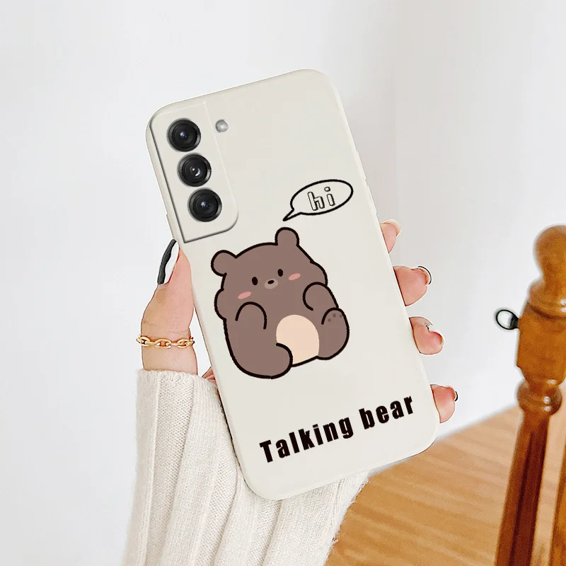 Cute For Samsung Galaxy S21 S20 FE S10 Note 20 10 Plus Case Bear Soft Cover A72 A52 A42 A32 A71 A51 A41 A31 A21S Phone Case