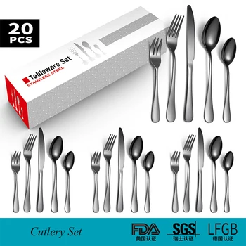

20pcs Gold Dinnerware Set Stainless Steel Tableware Set Knife Fork Spoon Luxury Cutlery Set Gift Box Flatware Dishwasher Safe