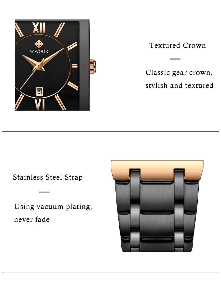 WWOOR New Design Women Bracelet Watches Top Brand Luxury Gold Square Quartz Watch Ladies Dress Waterproof Wrist Watch Gift Clock