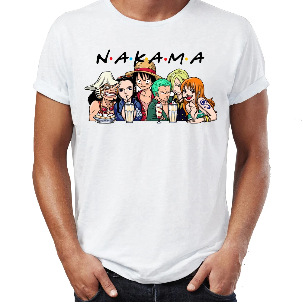 

Men's T Shirt One Piece Luffy Nakama Friends Nami Zoro Awesome Illustration Artwork Printed Tee