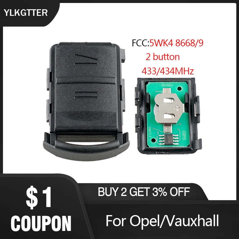YLKGTTER 2-кнопочный дистанционный Автомобильный ключ для Opel/Vauxhall Meriva Agila Astra Corsa C