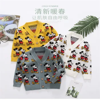 

Girls Boys Sweater Mickey Spring Autumn Baby Girl Sweater Cotton Woolen Kids Toddler Girls Cardigan Coat Clothes Toddler Sweater