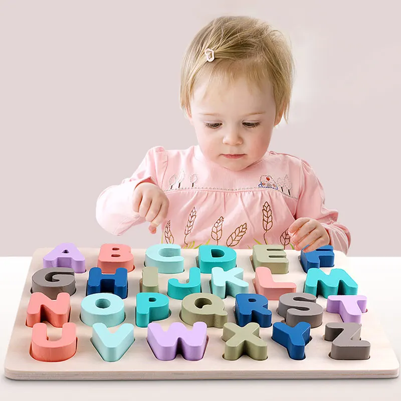 

ABC/abc alphabet /Shape matching /1-20 numbers math montessori toy wooden Puzzle/Hand Grab Board educational toys for children