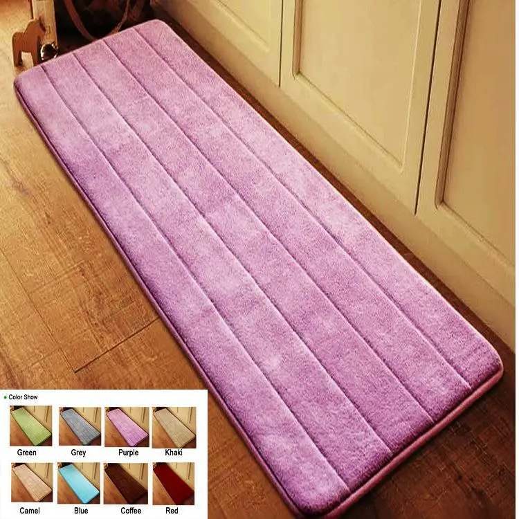 Antislip Velvet Kitchen Floor Mat Bedside Foot Rug Door Mat Absorbent Bath Mat Memory Foam Bathroom Carpet Floor Rug 40*120cm