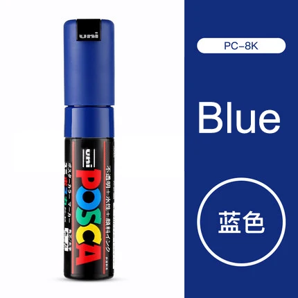 1 шт. UNI POSCA PC-8K 15 цветов костюм поп-плакат реклама граффити ручка 8,0 мм большие персонажи Водонепроницаемость покрытие - Цвет: blue