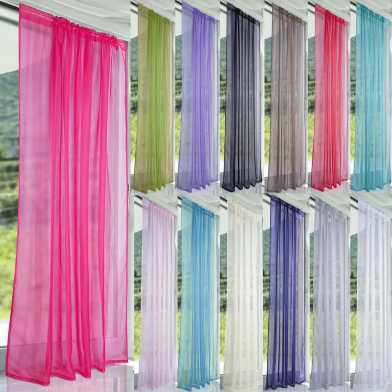 

Window Curtain Tulle Door Drape Panel Sheer Scarf Valances Divider Sheer Voile