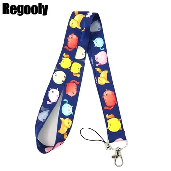 

10pcs Cartoon Colorful black cat Sphynx Neck keychain necklace Anime Cartoon Neck Strap Lanyard ID badge holder Keychain Lanyard