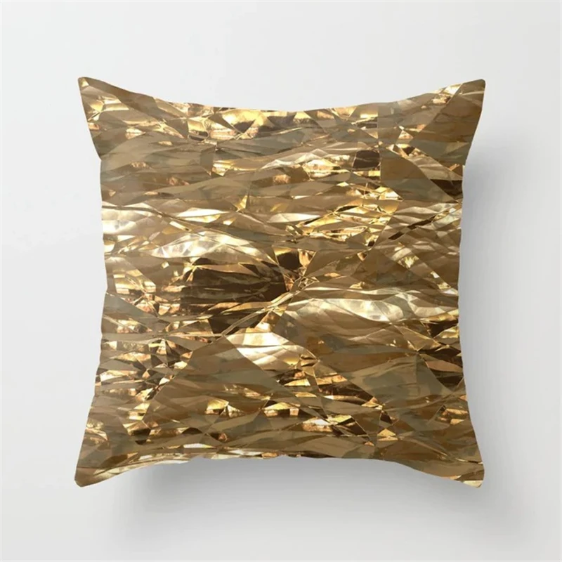 45X45 см наволочка для подушки в виде животных с золотыми листьями, геометрический чехол для дивана, декоративная наволочка из полиэстера на Рождество