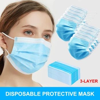 

50pcs Face Mouth Anti Dust Disposable Mask Protect 3 Layers Filter Dustproof Earloop Non Woven Mouth Mask 12-24 hours Shipping