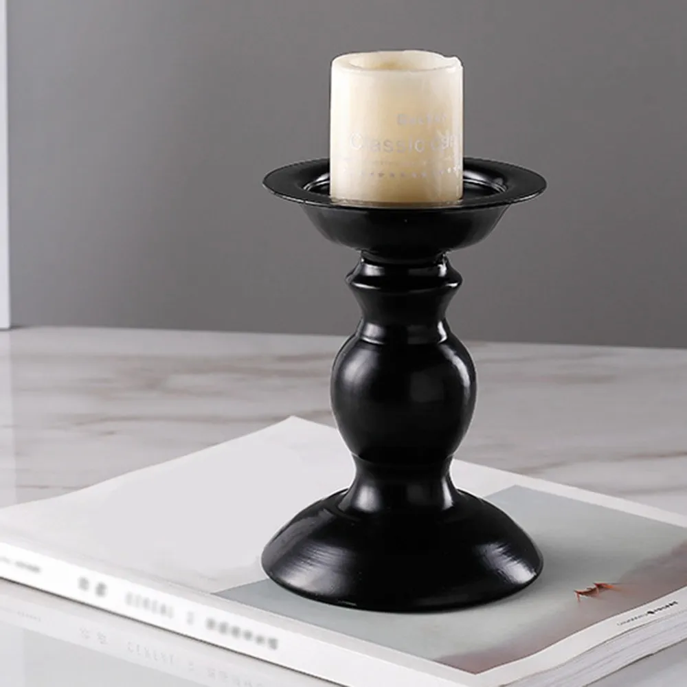 American Beauty Home Country Style Retro Black Iron Candlestick Home Furnishing Romantic European Classical Decorative Ornaments