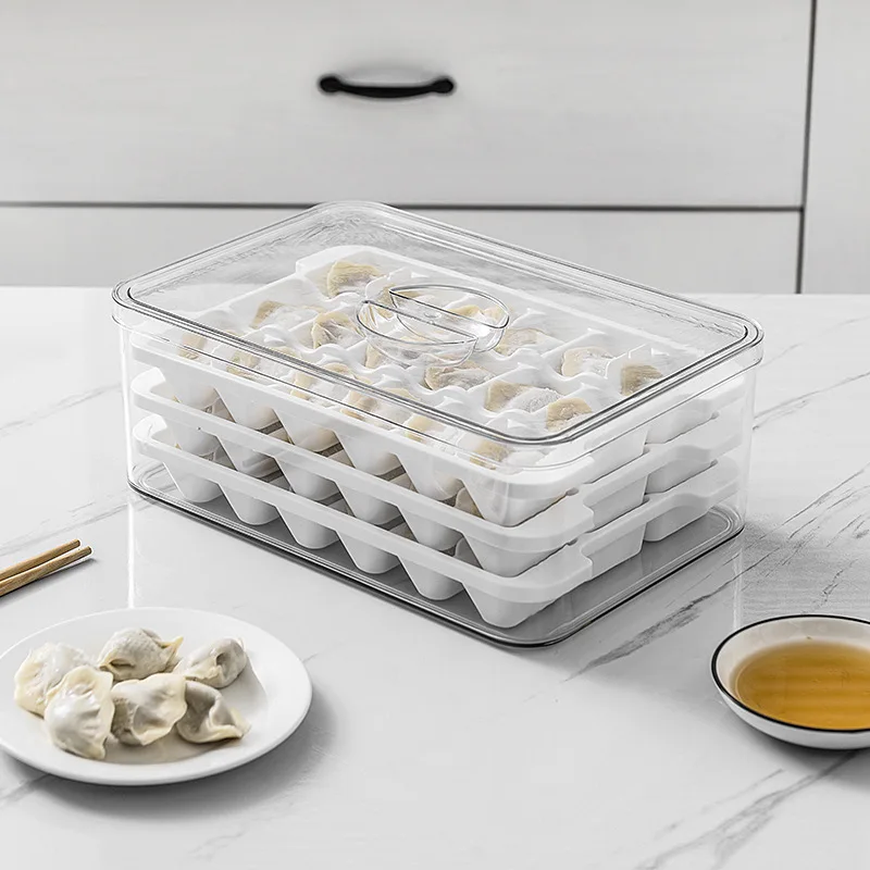 

torage box multi-level quick-frozen dumpling box Japan transparent refrigerator quick-frozen dumpling fresh-keeping box