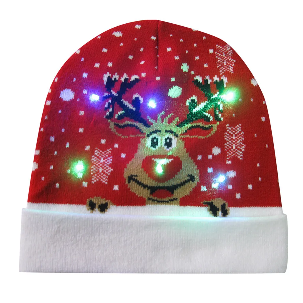 Модный светодиодный Рождественский головной убор с ярким ослепительным светом, вязаная шапка со снеговиком, веселая Рождественская декоративная шапка для детей