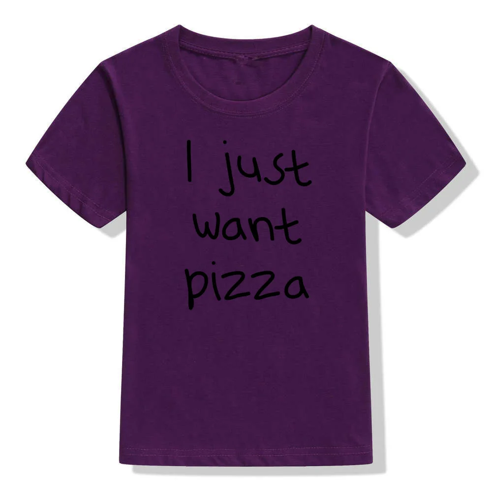Забавная детская футболка с надписью «I Just Want Pizza»; летние футболки с короткими рукавами для маленьких мальчиков и девочек; детская повседневная футболка; Топ - Цвет: 52F7-KSTPP-