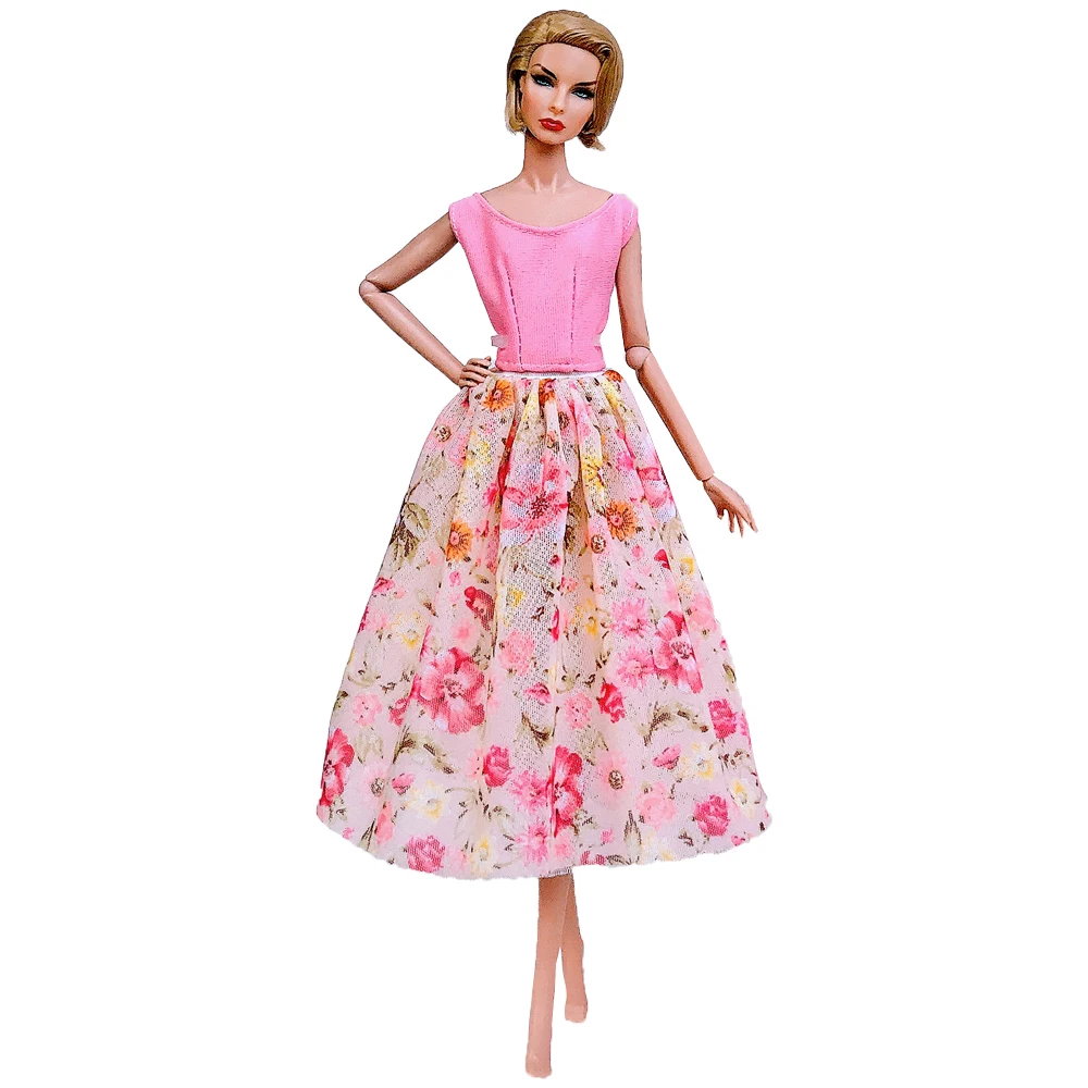 NK Mix Newest Doll Dress  Model Skirt Handmade Party ClothesTop Fashion Dress For Barbie Doll Accessories Toys Girls' Gift JJ