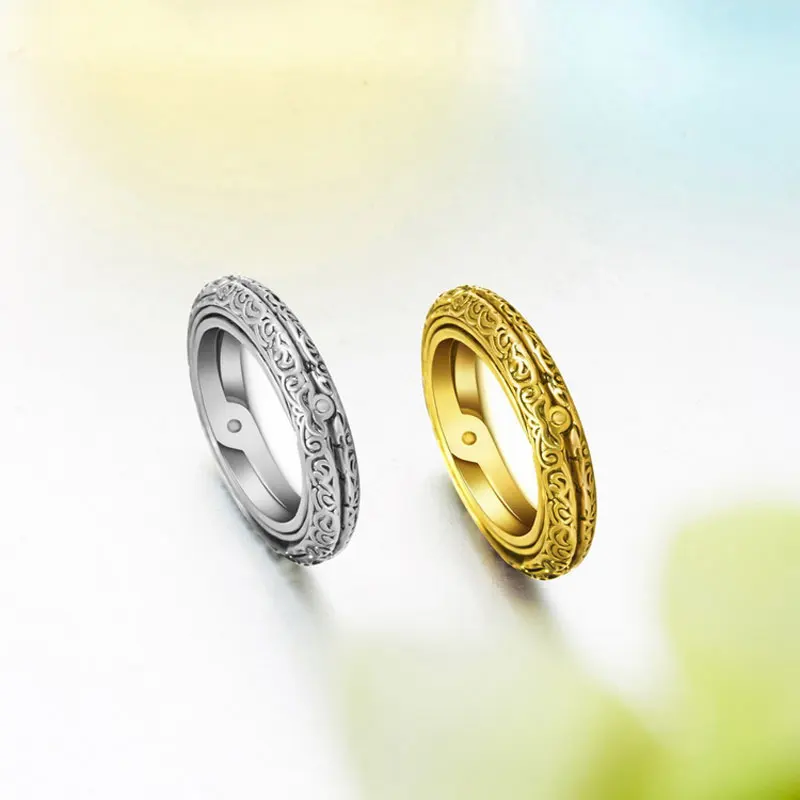 Vintage Alloy Astronomy Ball Rings Interesting Openable Complex Rotate Universe Sphere Cosmic Planet Letter Ring & Necklace 4
