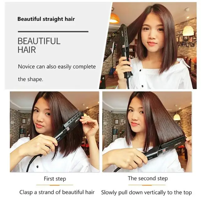 Piastra per capelli professionale Piastra riscaldante in ceramica per ferro piatto a quattro marce Wet & Dry riscalda lo strumento per lo styling per lisciatura rapida 6