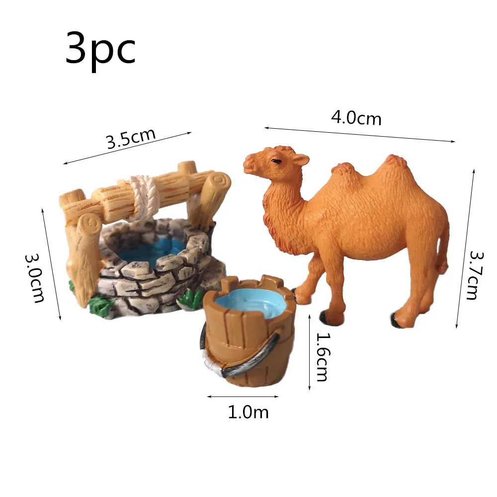 camel set Верблюд пустыня Кактус Цветок бассейн орнамент фигурка-модель домашний стеклянный Декор миниатюрное Ремесло Сад Фея Украшения DIY аксессуары - Цвет: camel set