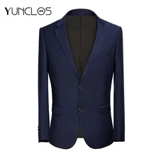 YUNCLOS формальный деловой мужской костюм с двумя пуговицами, однотонный мужской блейзер, деловой приталенный пиджак для свадебной вечеринки