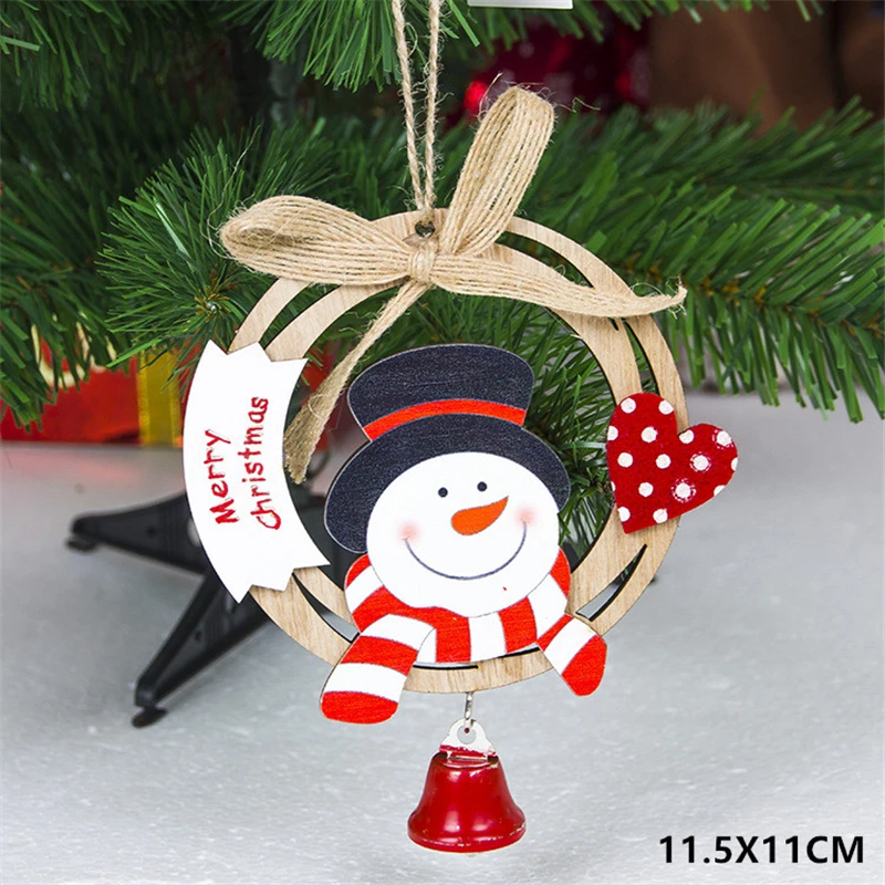 Snowman bells Год Рождество Лось деревянные украшения для рождественской елки деревянная подвеска DIY Декор Noel Рождественское украшение для дома детский подарок - Color: Snowman bells