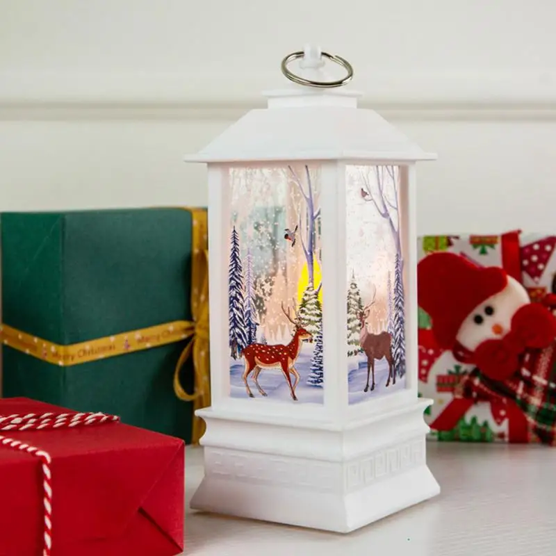 Светодиодный светильник для рождественской свечи с держателем, светодиодный светильник для чая, свечи, клетки, лося, Санты, подсвечник, рождественские украшения для дома, Новогоднее украшение