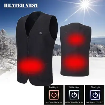 

Hot Electric Vest Heated Body Warmer Carbon Fiber Clothing Warm Winter Thermal Jacket Heated 2019 Physiotherapy USB Black