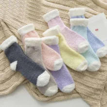 Зимние милые теплые кашемировые женские носки, теплые носки для сна, плотные бархатные Дышащие носки для девочек