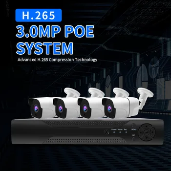 

H.265 3MP CCTV Security Camera System 4CH 8CH POE NVR With IP Camera CCTV Kit Waterproof IP66 Video Surveillance System XMEye