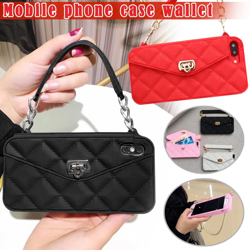 

Handheld Mini Mobile Phone Bag Wallet Card Slot Handbag Purse for iPhone K-BEST