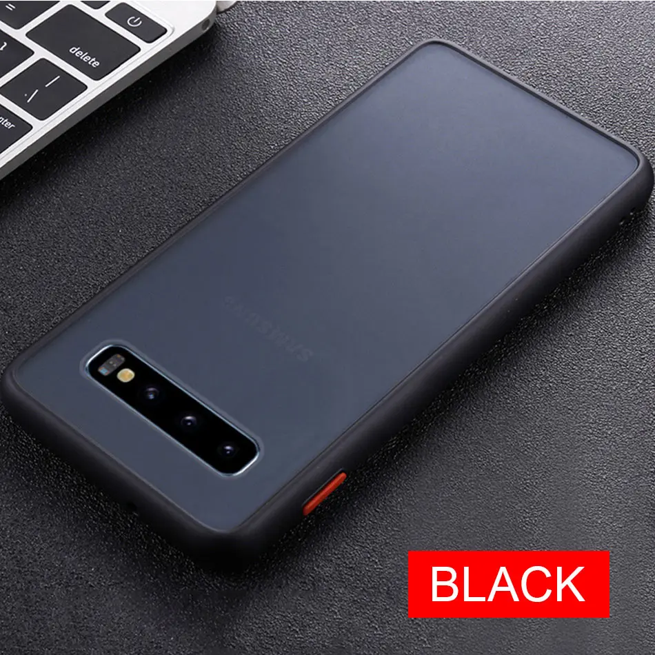 black Роскошный мягкий силиконовый бампер чехол для телефона samsung Galaxy S8 S9 S10 S10E Plus Note 8 9 10 Pro матовая задняя крышка противоударный чехол - Цвет: black