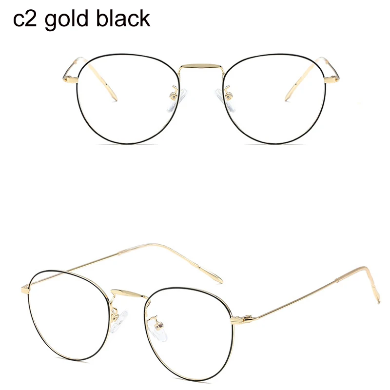 2gold black Компьютерные очки, оправа для очков, анти-синий светильник, очки, Антибликовая оправа для очков, женские круглые прозрачные линзы, поддельные очки - Цвет оправы: 2gold black