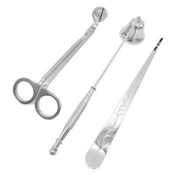 

3-In-1 Candle Snuffer Candle Accessory Set, Candle Wick Trimmer Candle Wick Dipper, Candle Cutter with Package(Silver)