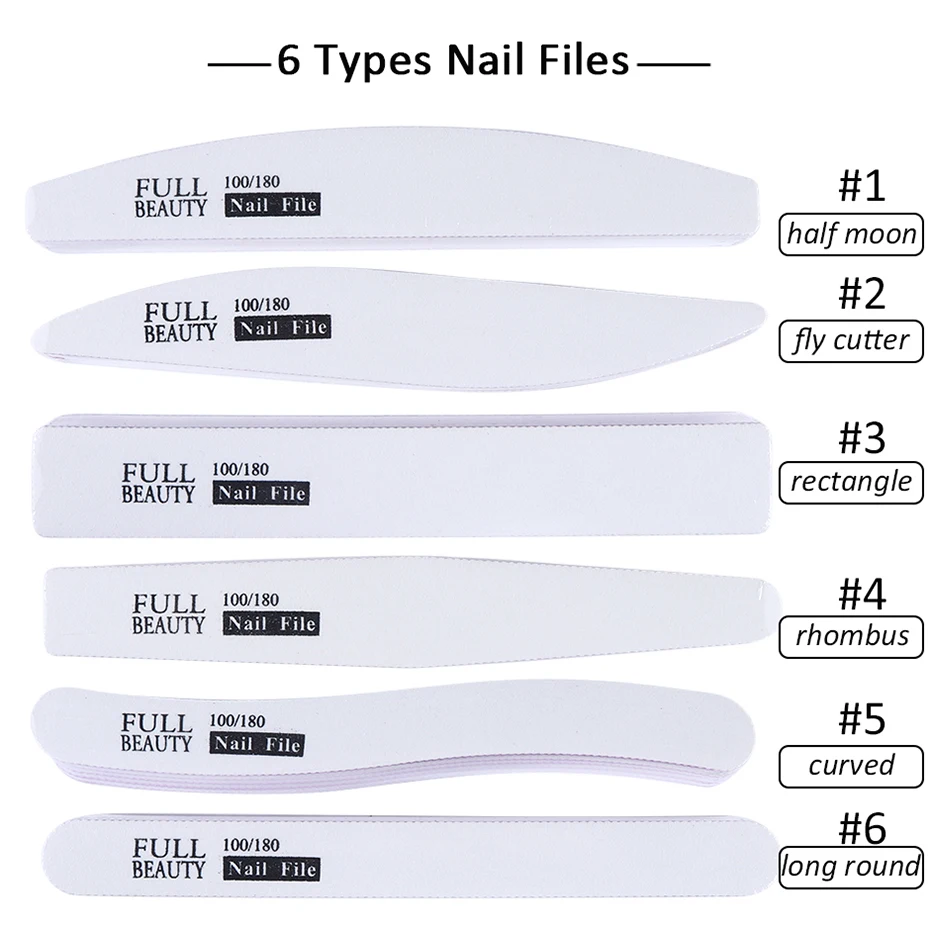 5 шт. набор пилок для ногтей шлифовальный блок для ногтей шлифовальный 100/180 шлифовальный педикюрный Уход Инструменты для маникюра дизайн ногтей LE1535