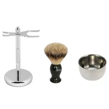 TEYO Silvertip Badger Hair Shaving Brush Set Include Shaving Stand Bowl Perfect for Wet Shave Beard Brush Shaving TEYO Silvertip Badger Hair Shaving Brush Set Include Shaving Stand Bowl Perfect for Wet Shave Beard Brush Shaving