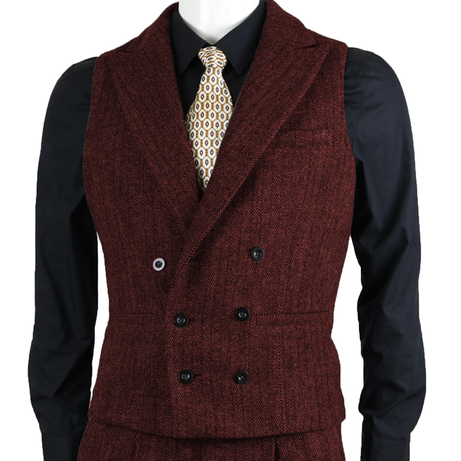 2021 Double breasted Vest For Men Grey Vintage vestido men Formal Notch Lapel suits Waistcoat For Wedding XS-5XL 4