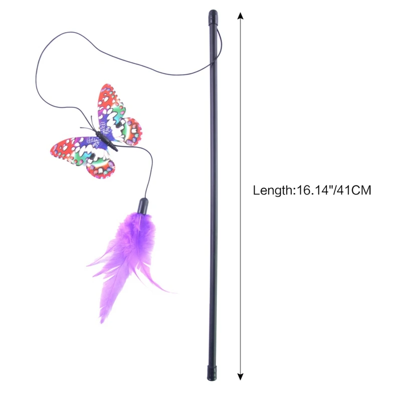 HW Butterfly палочка-Дразнилка игрушки для кошек Интерактивная перьевая игрушка для котят