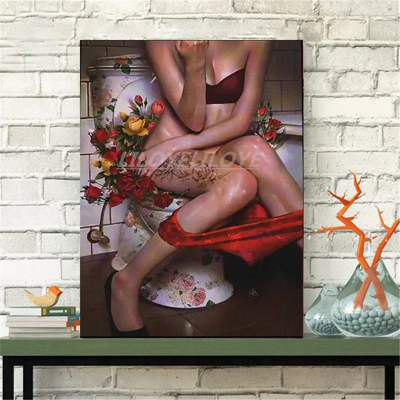DIY Diamond Embroidery 5D Painting girl toilet painting Stitch Cross 3D Mosaic Needlework Crafts Christmas TY391 | Дом и сад