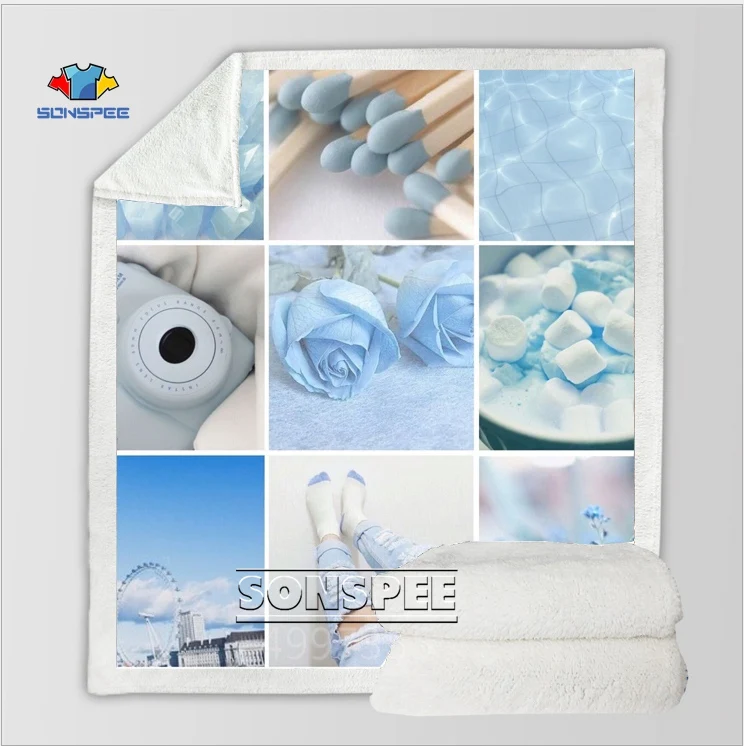 SONSPEE Blue mosaic Harajuku, детское одеяло с 3D принтом для взрослых, покрывало для диванов, постельные принадлежности для путешествий, фирменный магазин-аутлет, удобное K52
