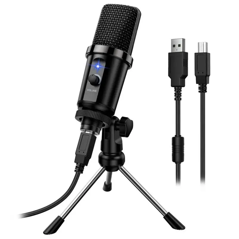 

Desktop Condenser Microphone Cardioid USB Computer Games Wired Microphone Recording Condenser Microphones Adjustable Volume